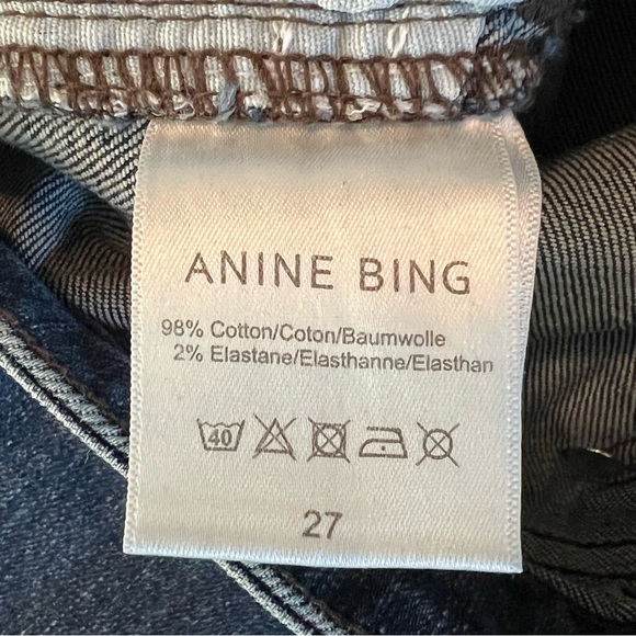 Anine Bing Exposed Button Fly Ankle Lightly Distressed Straight Leg Jeans 27 - Picture 12 of 13